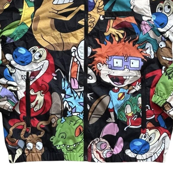 Members Only Nickelodeon Jacket Mens Large Cartoon Print Hooded Windbreaker 90s - Picture 3 of 13